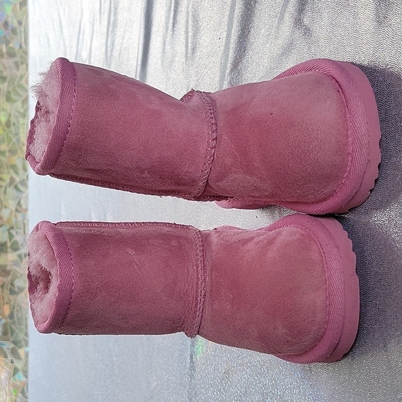 UGG Australia Pink Glitz Boots Metallic Sparkle Heels Shearling Lining Size:6 - Picture 7 of 12